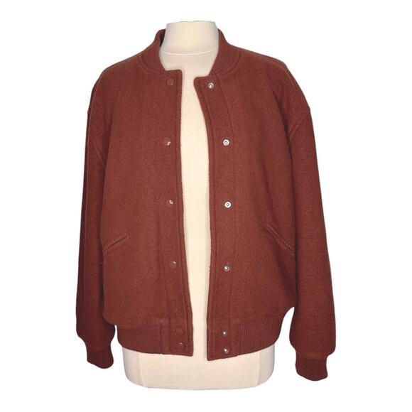 Aritzia Wilfred Merino Wool Josie Bomber Jacket Rich Cooper Sz 2 Small/Medium - Picture 1 of 13